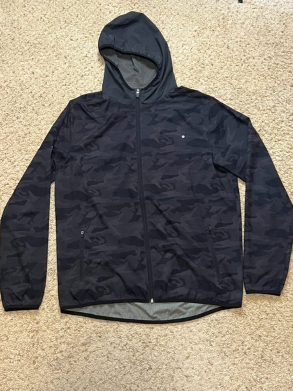 Vuori Men's Black Camo Outdoor Trainer Shell Full Zip Jacket Size Large L EUC